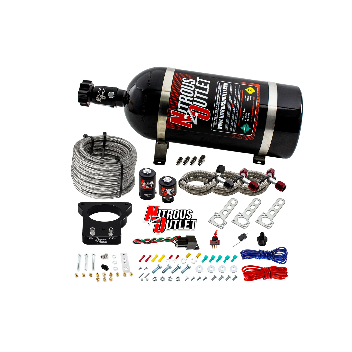 Nitrous Outlet GM 78mm LSX Plate System - Gas/E85 (5-55psi)(50-200HP)(10lb Bottle)(1997-2004 Corvette Requires Part # 00-42000)
