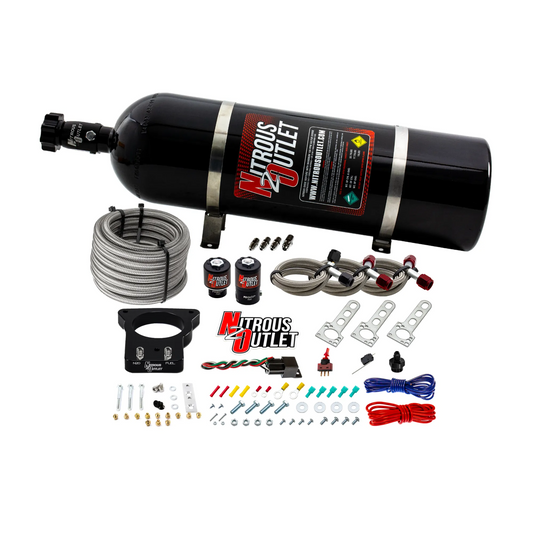 Nitrous Outlet GM 78mm LSX Plate System - Gas/E85 (5-55psi)(50-200HP)(15lb Bottle)(1997-2004 Corvette Requires Part # 00-42000)