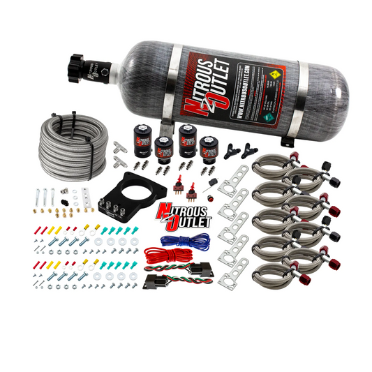 Nitrous Outlet GM 78mm Dual Stage LSX Plate System - Gas/E85 (5-55psi)(50-200HP)(12lb Bottle)(1997-2004 Corvette Requires Part # 00-42000)