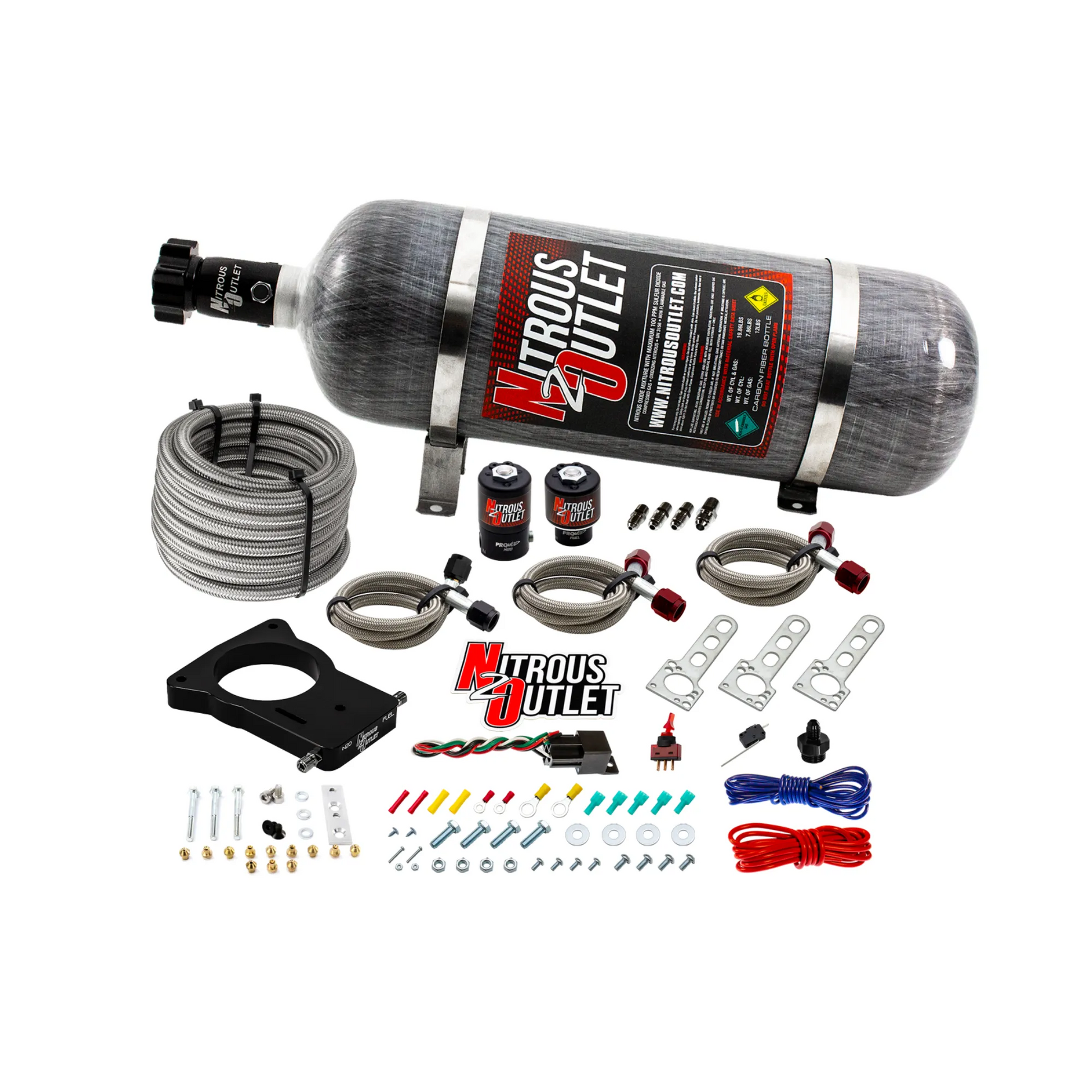 Nitrous Outlet GM 78mm LSX Truck Plate System - Gas/E85 (5-55psi)(50-200HP)(12lb Bottle)