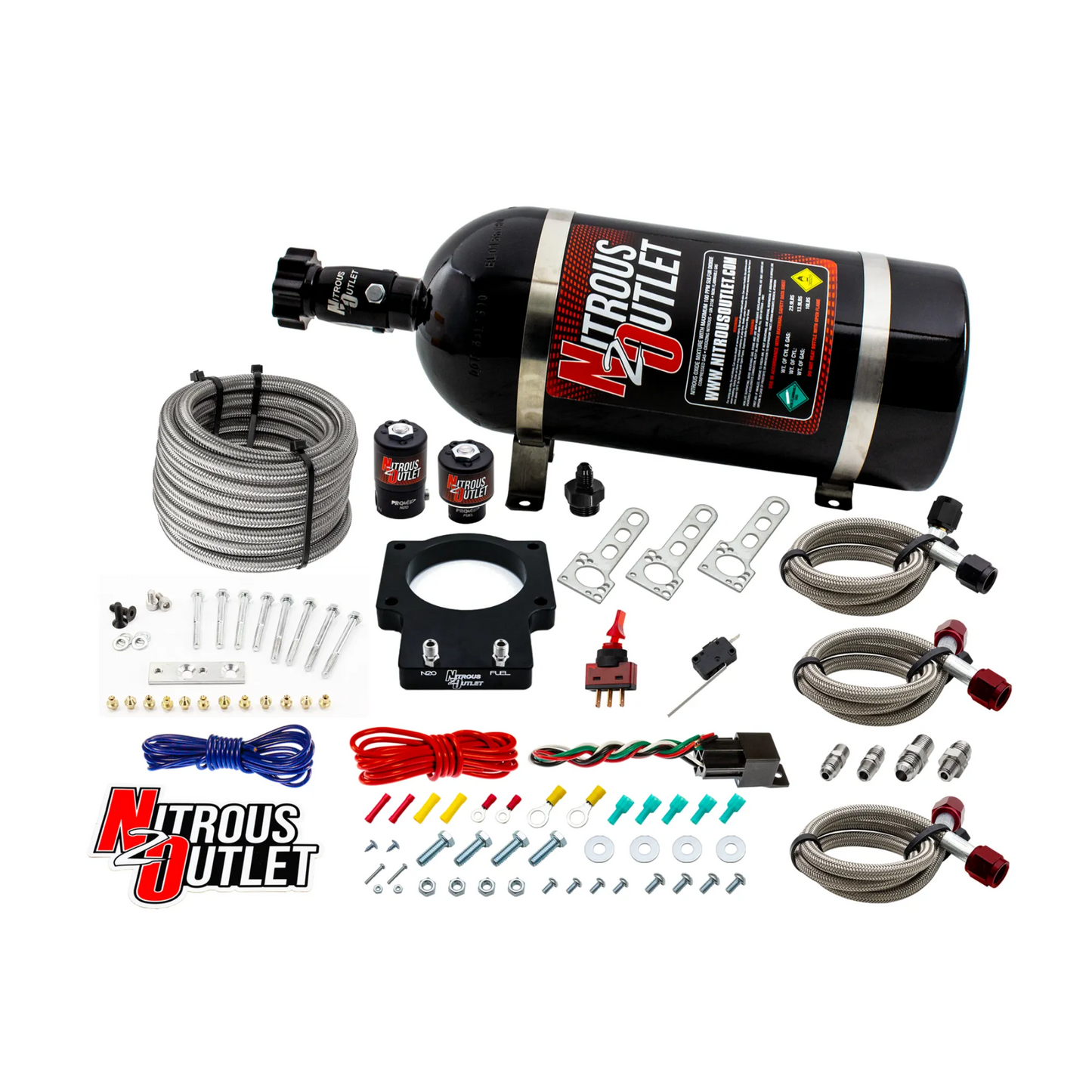Nitrous Outlet GM 90mm LSX Plate System - Gas/E85 (5-55psi)(50-200HP)(10lb Bottle)(1997-2004 Corvette Requires Part # 00-42000)