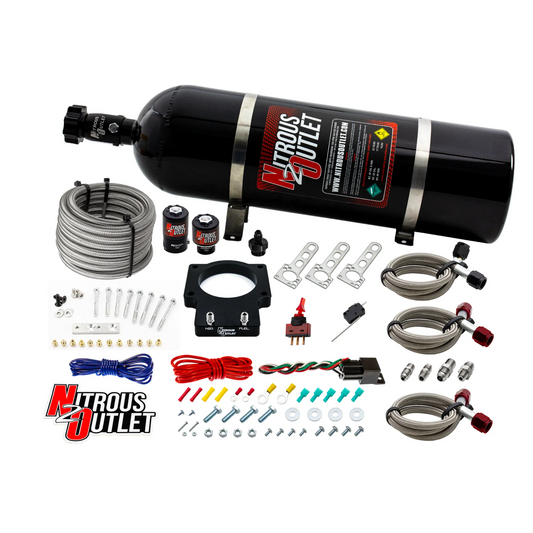 Nitrous Outlet GM 90mm LSX Plate System - Gas/E85 (5-55psi)(50-200HP)(15lb Bottle)(1997-2004 Corvette Requires Part # 00-42000)