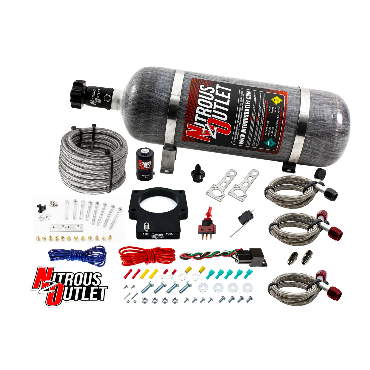 Nitrous Outlet GM 90mm Dry LSX Plate System (50-200HP)(12lb Bottle)(1997-2004 Corvette Requires Part # 00-42000)