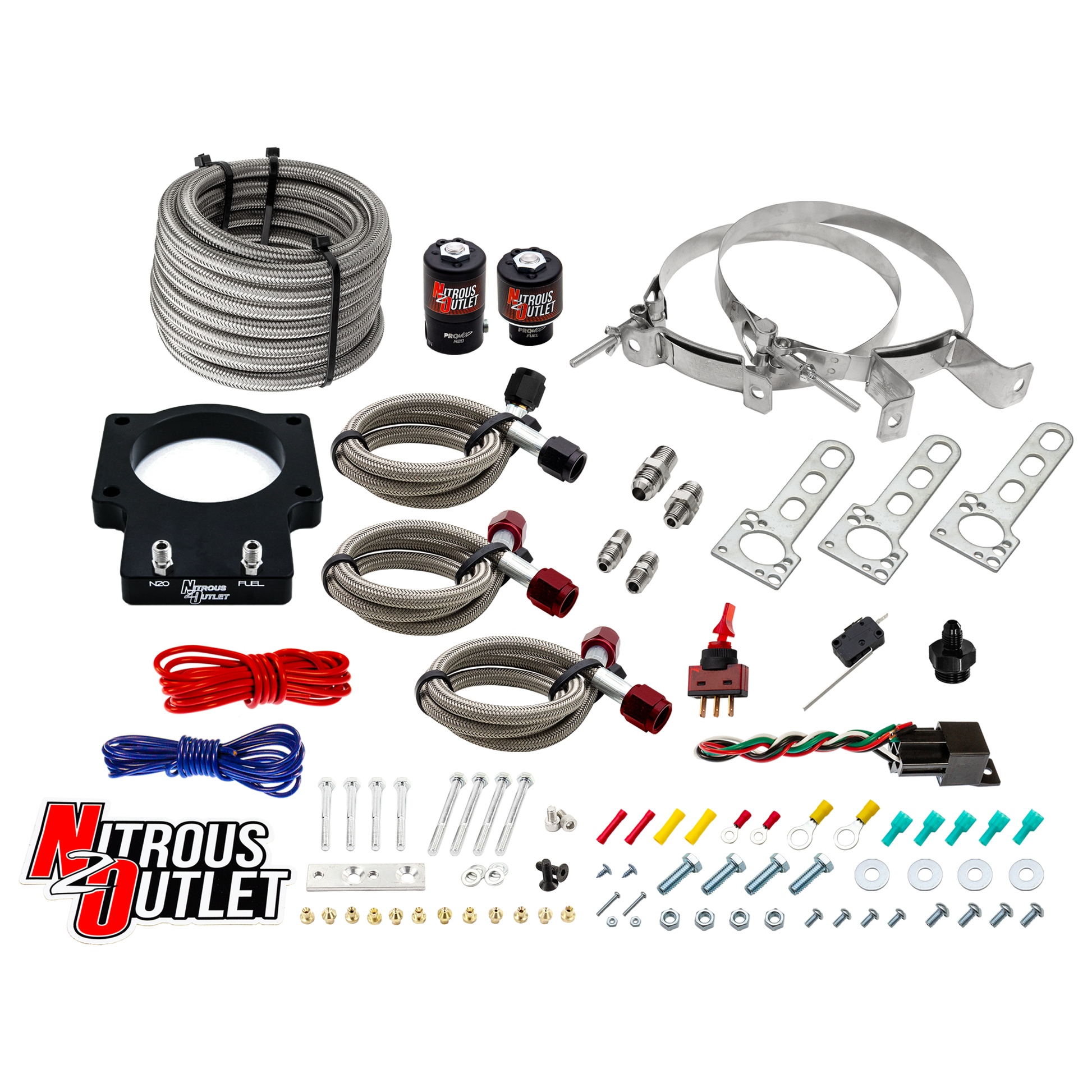 Nitrous Outlet GM 92mm LSX Plate System - Gas/E85 (5-55psi)(50-200HP)(No Bottle)(1997-2004 Corvette Requires Part # 00-42000)