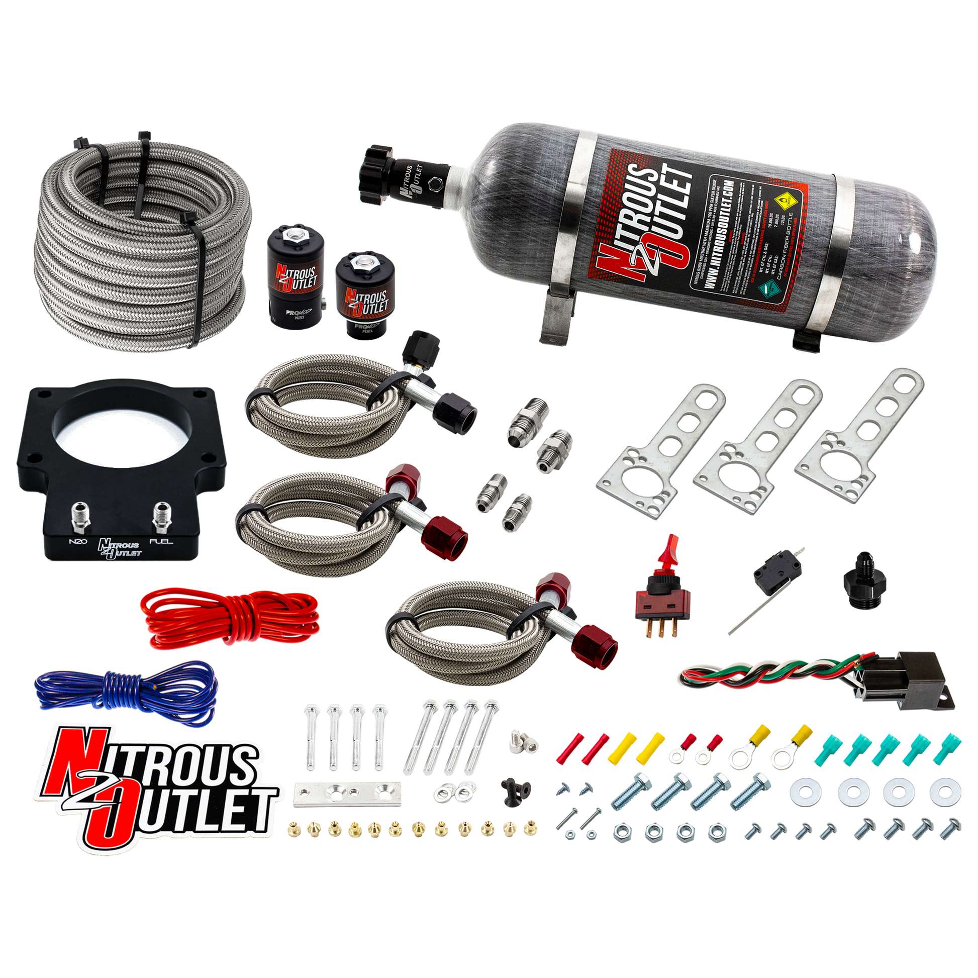 Nitrous Outlet GM 92mm LSX Plate System - Gas/E85 (5-55psi)(50-200HP)(12lb Bottle)(1997-2004 Corvette Requires Part # 00-42000)