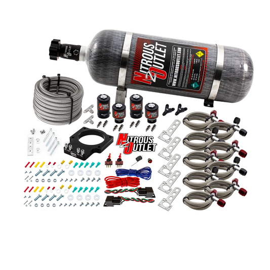 Nitrous Outlet GM 92mm LSX Dual Stage Plate System - Gas/E85 (5-55psi)(50-200HP)(12lb Bottle)(1997-2004 Corvette Requires Part # 00-42000)