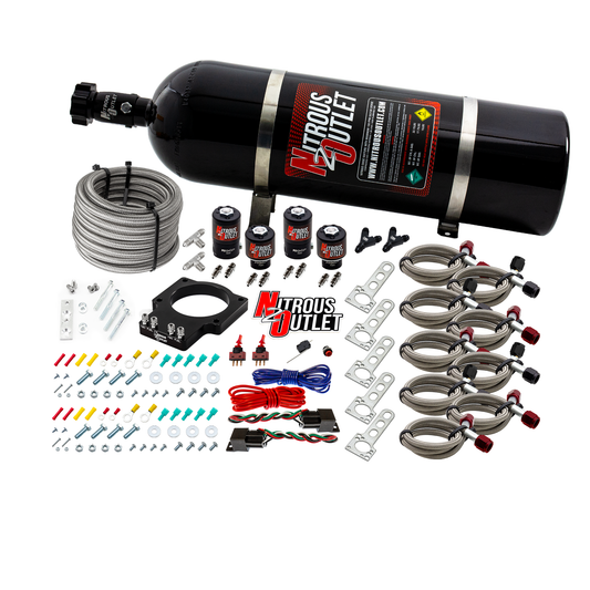 Nitrous Outlet GM 92mm LSX Dual Stage Plate System - Gas/E85 (5-55psi)(50-200HP)(15lb Bottle)(1997-2004 Corvette Requires Part # 00-42000)