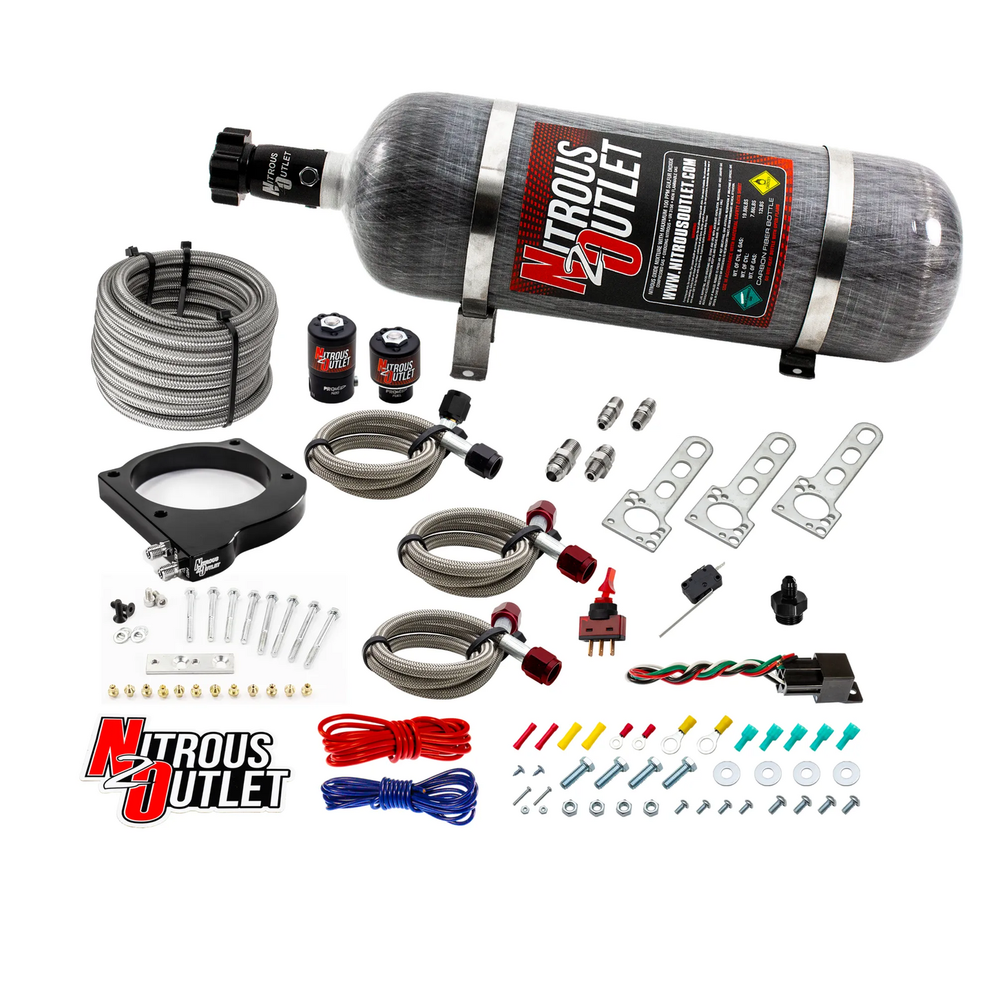 Nitrous Outlet GM 102mm LSX Truck Plate System - Gas/E85 (5-55psi)(50-200HP)(12lb Bottle)
