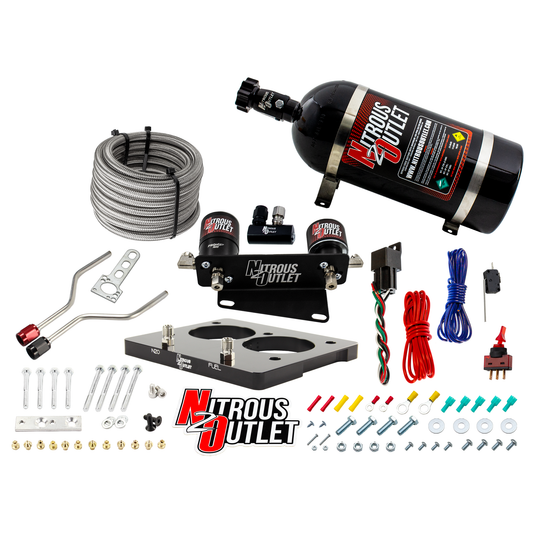Nitrous Outlet GM/Pontiac 58mm 1993-1997 Camaro/Firebird/Impala LT1 Hard-line Plate System - Gas/E85 (5-55psi)(50-200HP)(10lb Bottle)