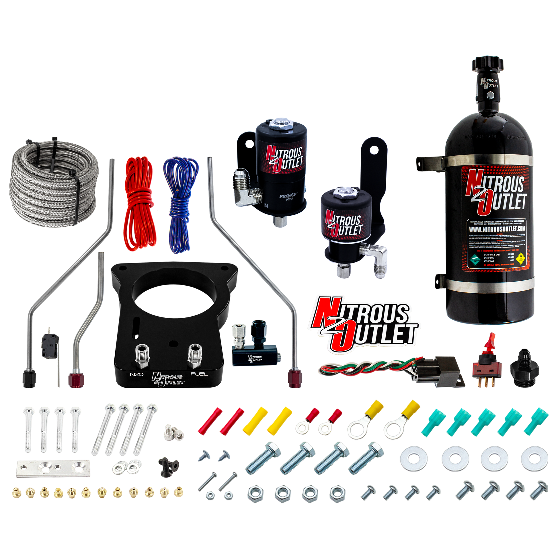 Nitrous Outlet GM/Pontiac 78mm 1998-2002 Camaro/Firebird Hard-line Plate System - Gas/E85 (5-55psi)(50-200HP)(10lb Bottle)