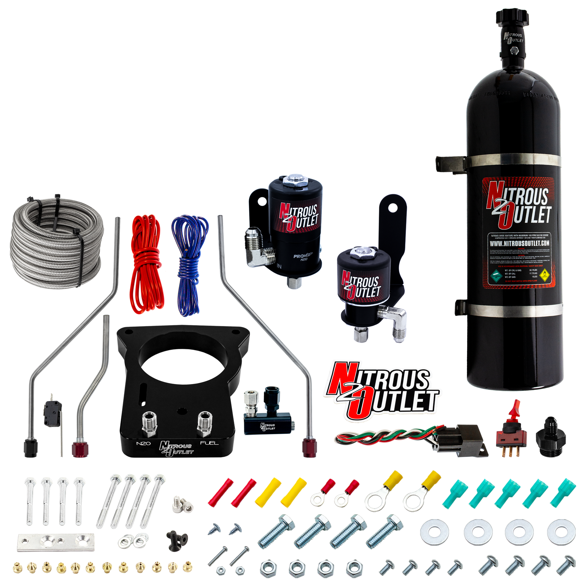 Nitrous Outlet GM/Pontiac 78mm 1998-2002 Camaro/Firebird Hard-line Plate System - Gas/E85 (5-55psi)(50-200HP)(15lb Bottle)