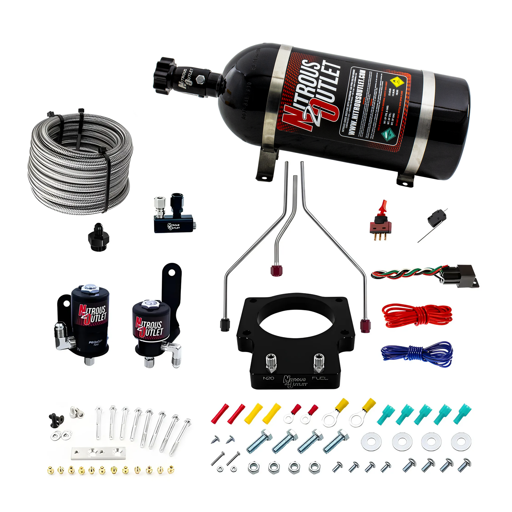 Nitrous Outlet GM/Pontiac 90mm Fast Intake 1998-2002 Camaro/Firebird Hard-line Plate System - Gas/E85 (5-55psi)(50-200HP)(10lb Bottle)