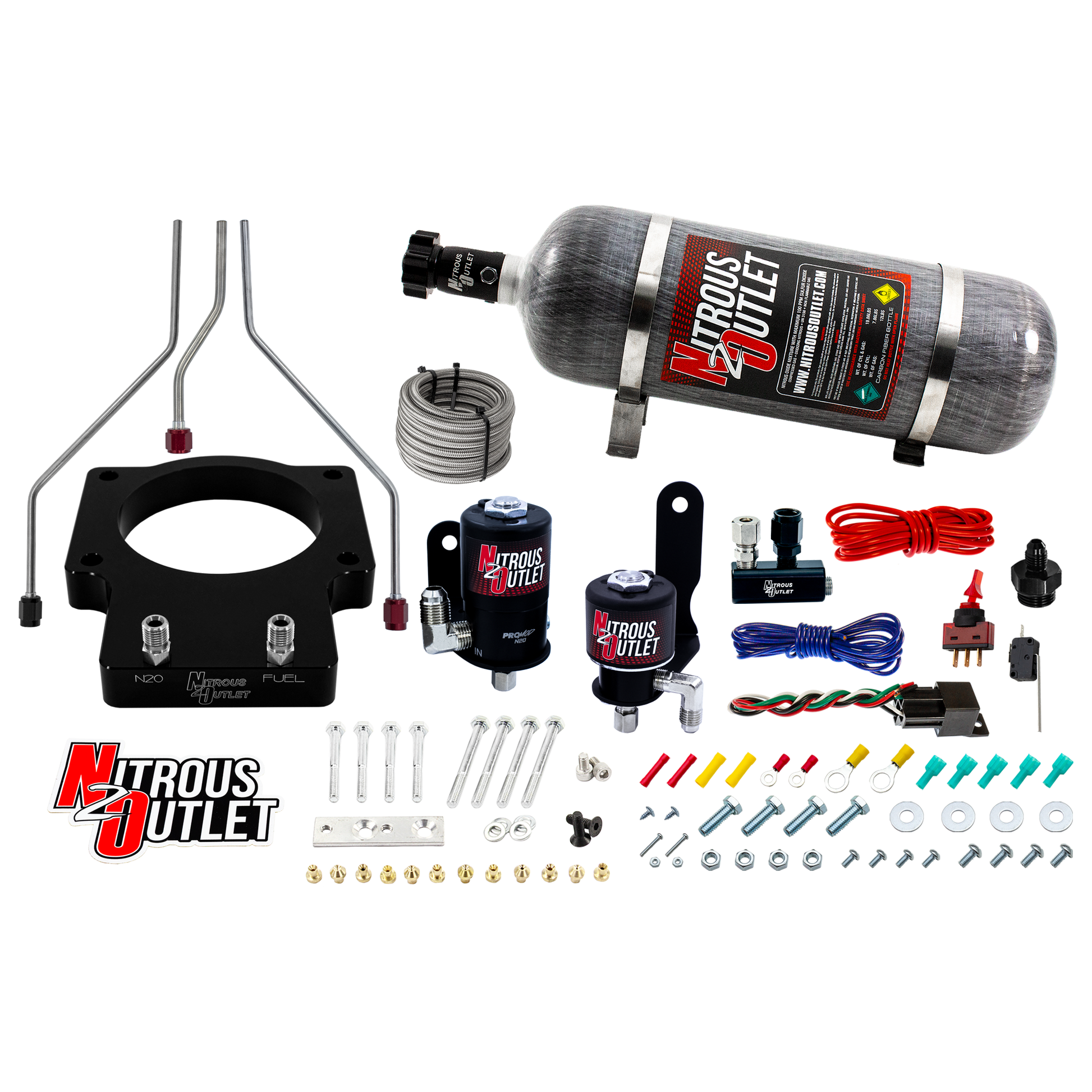Nitrous Outlet GM/Pontiac 92mm Fast Intake 1998-2002 Camaro/Firebird Hard-line Plate System - Gas/E85 (5-55psi)(50-200HP)(12lb Bottle)