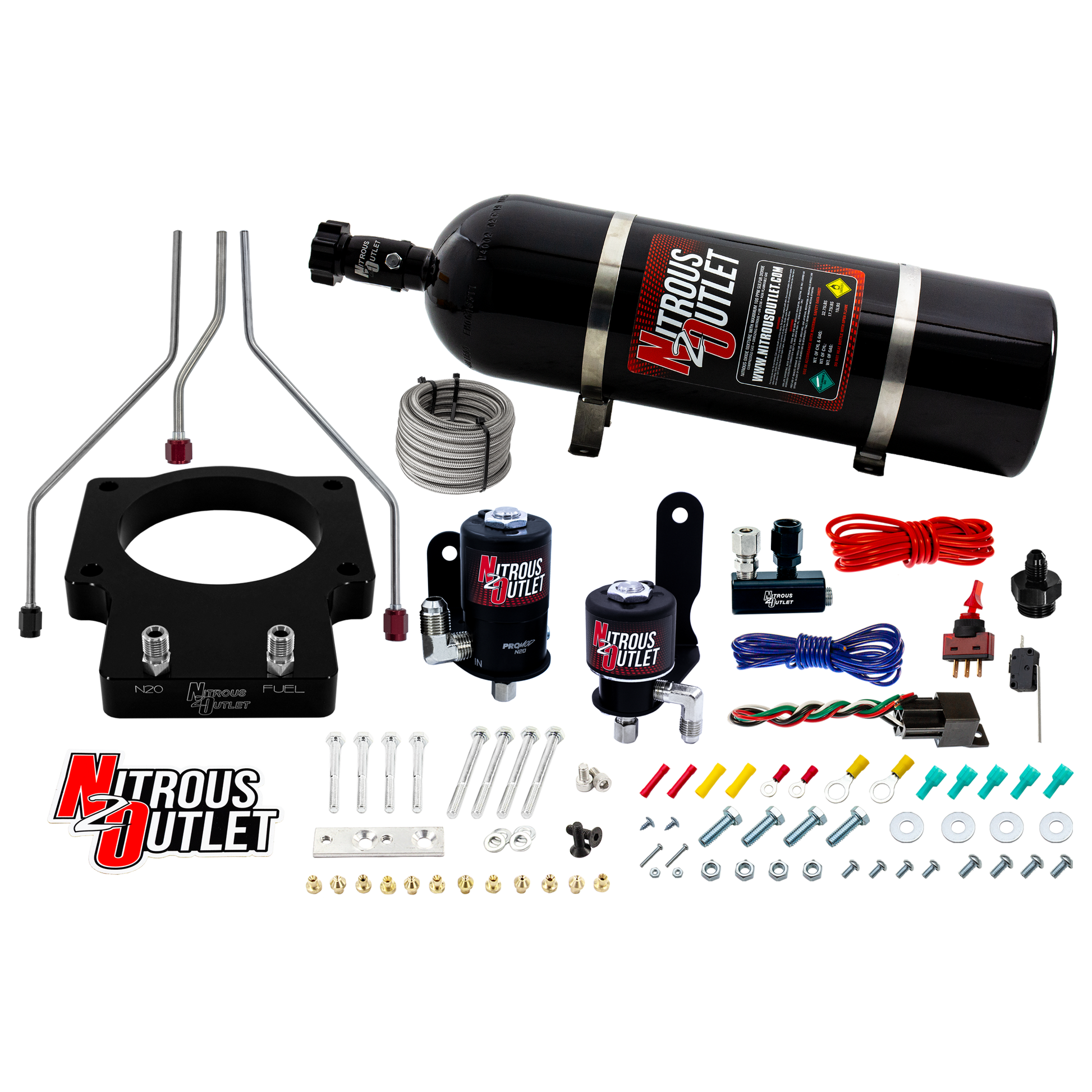 Nitrous Outlet GM/Pontiac 92mm Fast Intake 1998-2002 Camaro/Firebird Hard-line Plate System - Gas/E85 (5-55psi)(50-200HP)(15lb Bottle)