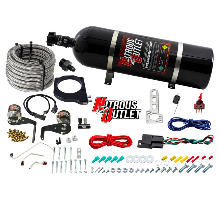 Nitrous Outlet GM 102mm Fast Intake 2010-2015 Camaro Hard-line Plate System - Gas/E85 (5-55psi)(50-200HP)(15lb Bottle)