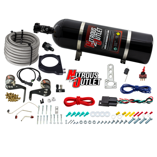Nitrous Outlet GM 102mm Fast Intake 2010-2015 Camaro Hard-line Plate System - Gas/E85 (5-55psi)(50-200HP)(15lb Bottle)