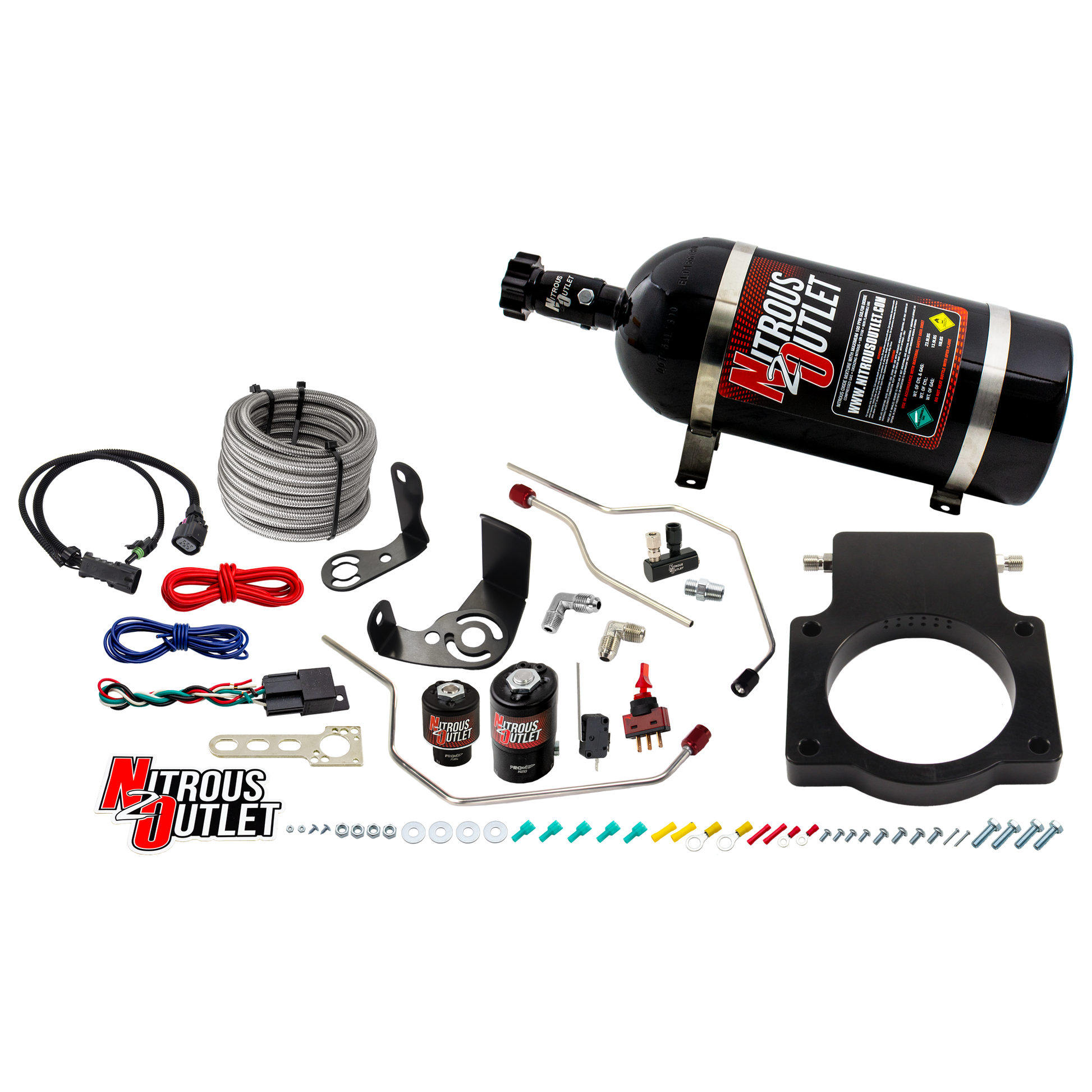 Nitrous Outlet GM 90mm 2010-2015 Camaro Hard-line Plate System - Gas/E85 (5-55psi)(50-200HP)(10lb Bottle)