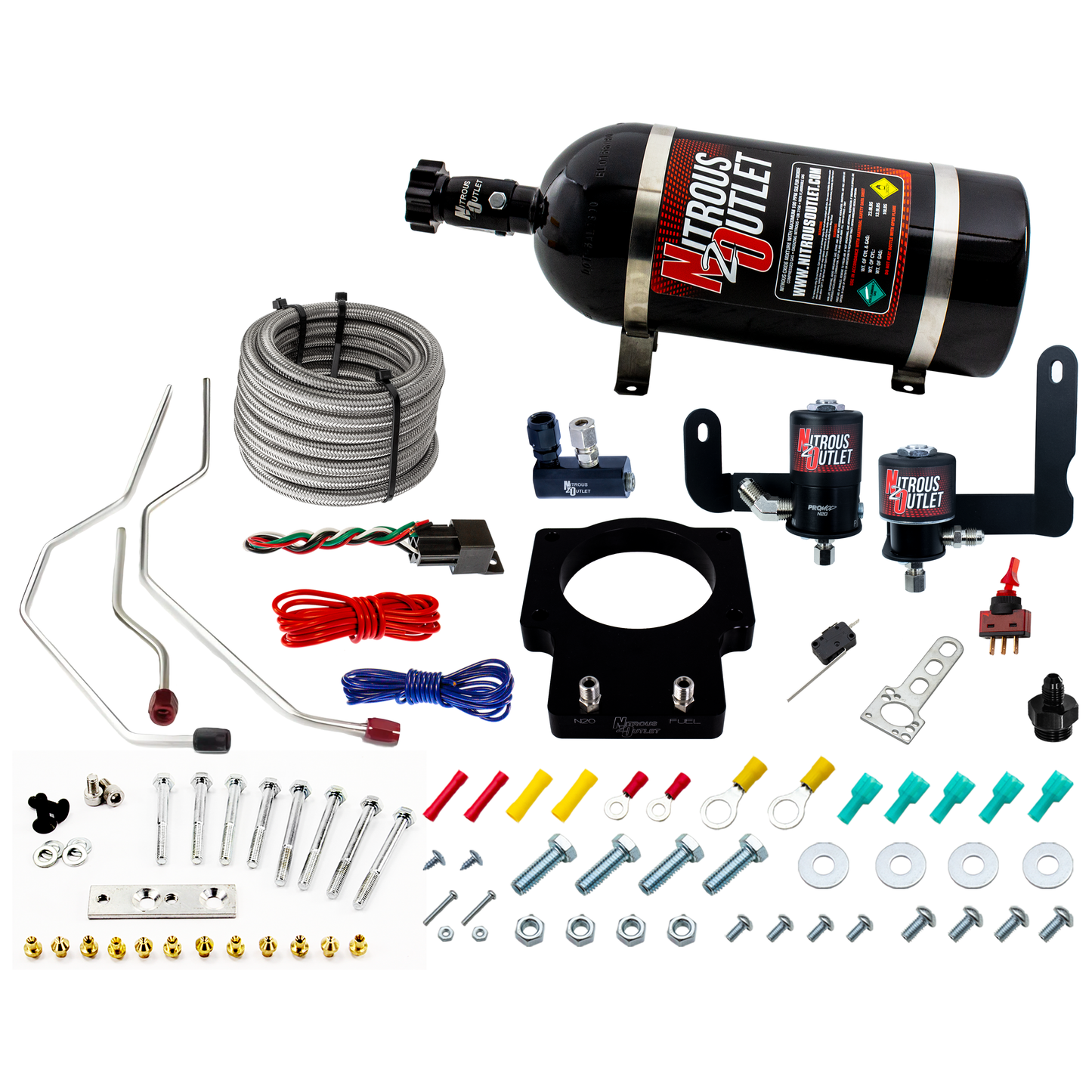 Nitrous Outlet Pontiac 90mm 2008-2009 G8 GT/GXP Hard-line Plate System - Gas/E85 (5-55psi)(50-200HP)(10lb Bottle)