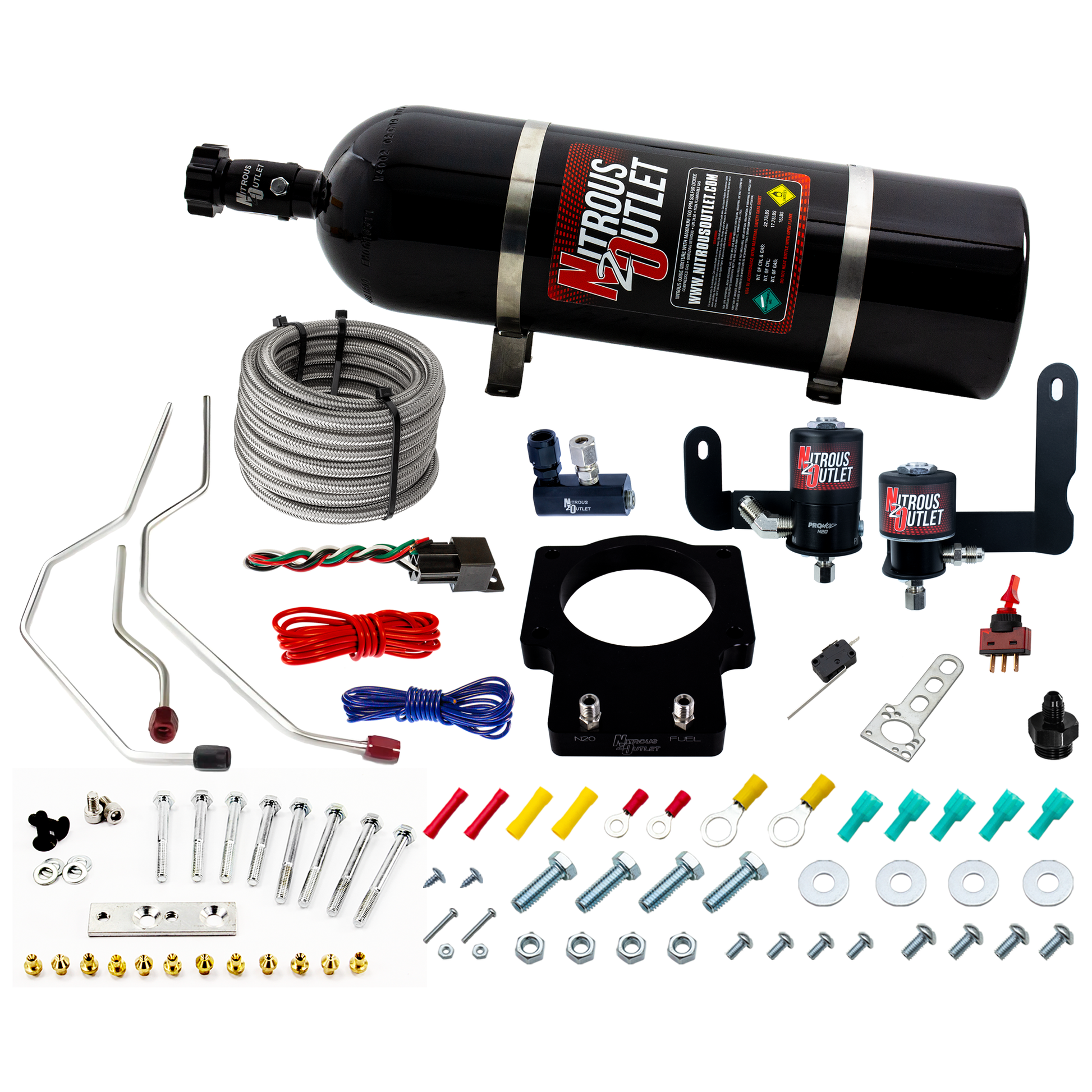 Nitrous Outlet Pontiac 90mm 2008-2009 G8 GT/GXP Hard-line Plate System - Gas/E85 (5-55psi)(50-200HP)(15lb Bottle)