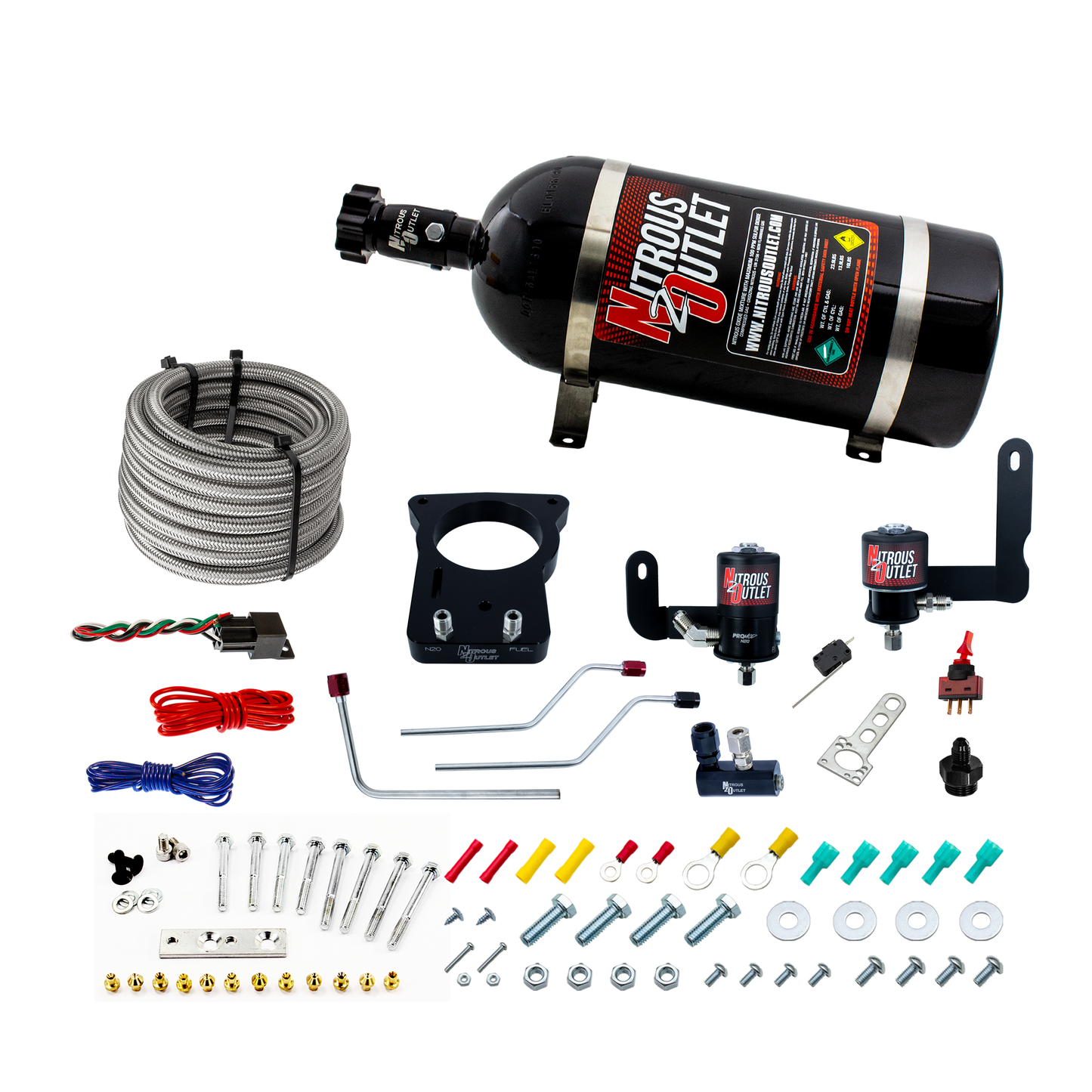 Nitrous Outlet Pontiac 78mm 2004 GTO Hard-line Plate System - Gas/E85 (5-55psi)(50-200HP)(10lb Bottle)