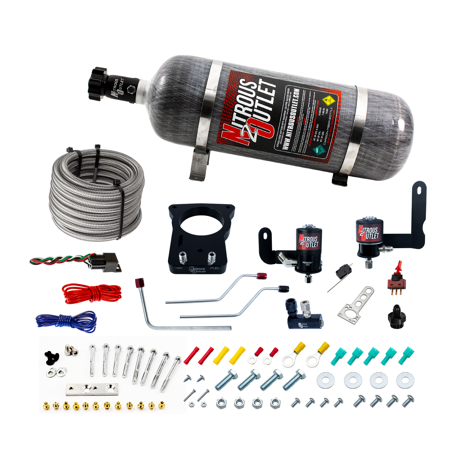 Nitrous Outlet Pontiac 78mm 2004 GTO Hard-line Plate System - Gas/E85 (5-55psi)(50-200HP)(12lb Bottle)