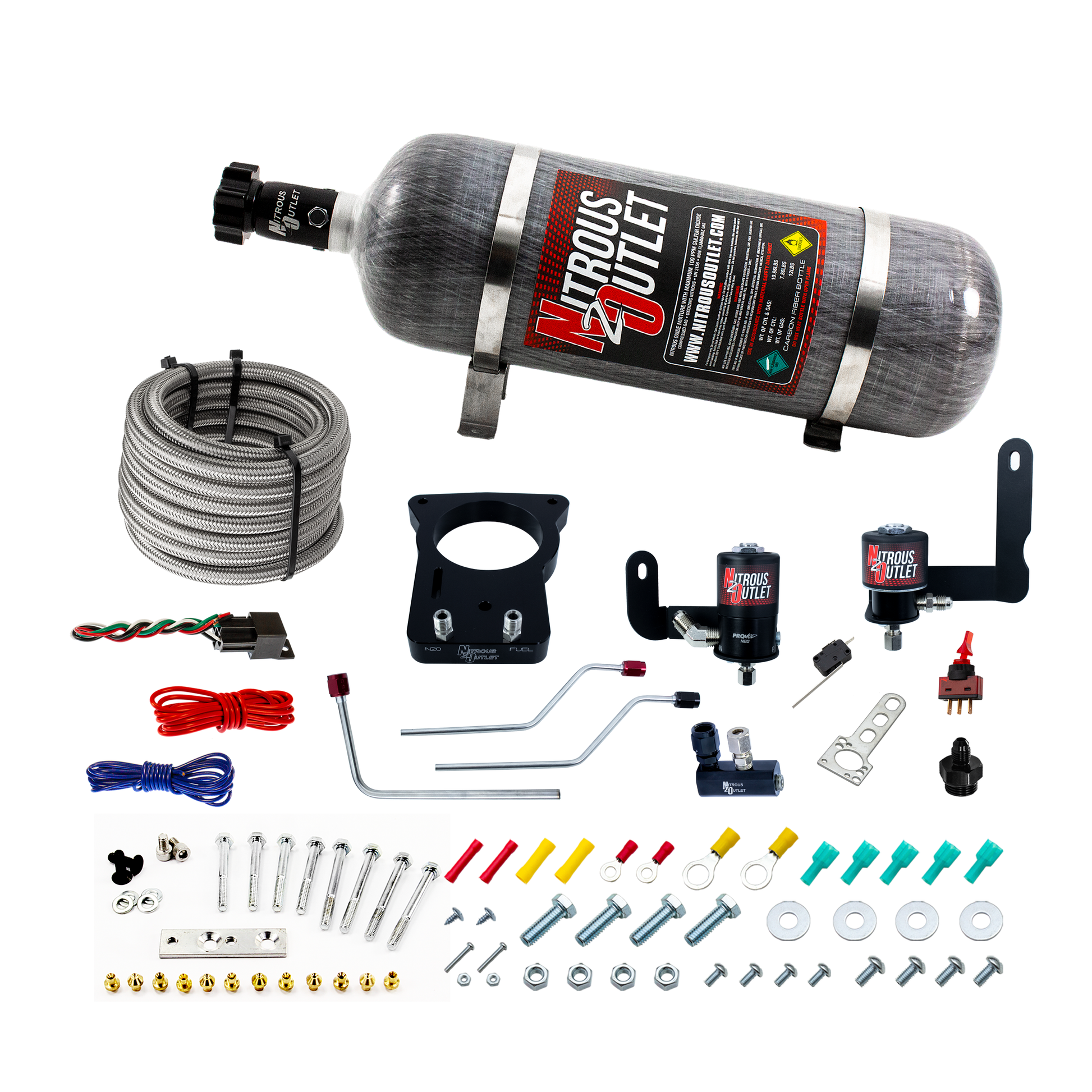 Nitrous Outlet Pontiac 78mm 2004 GTO Hard-line Plate System - Gas/E85 (5-55psi)(50-200HP)(12lb Bottle)