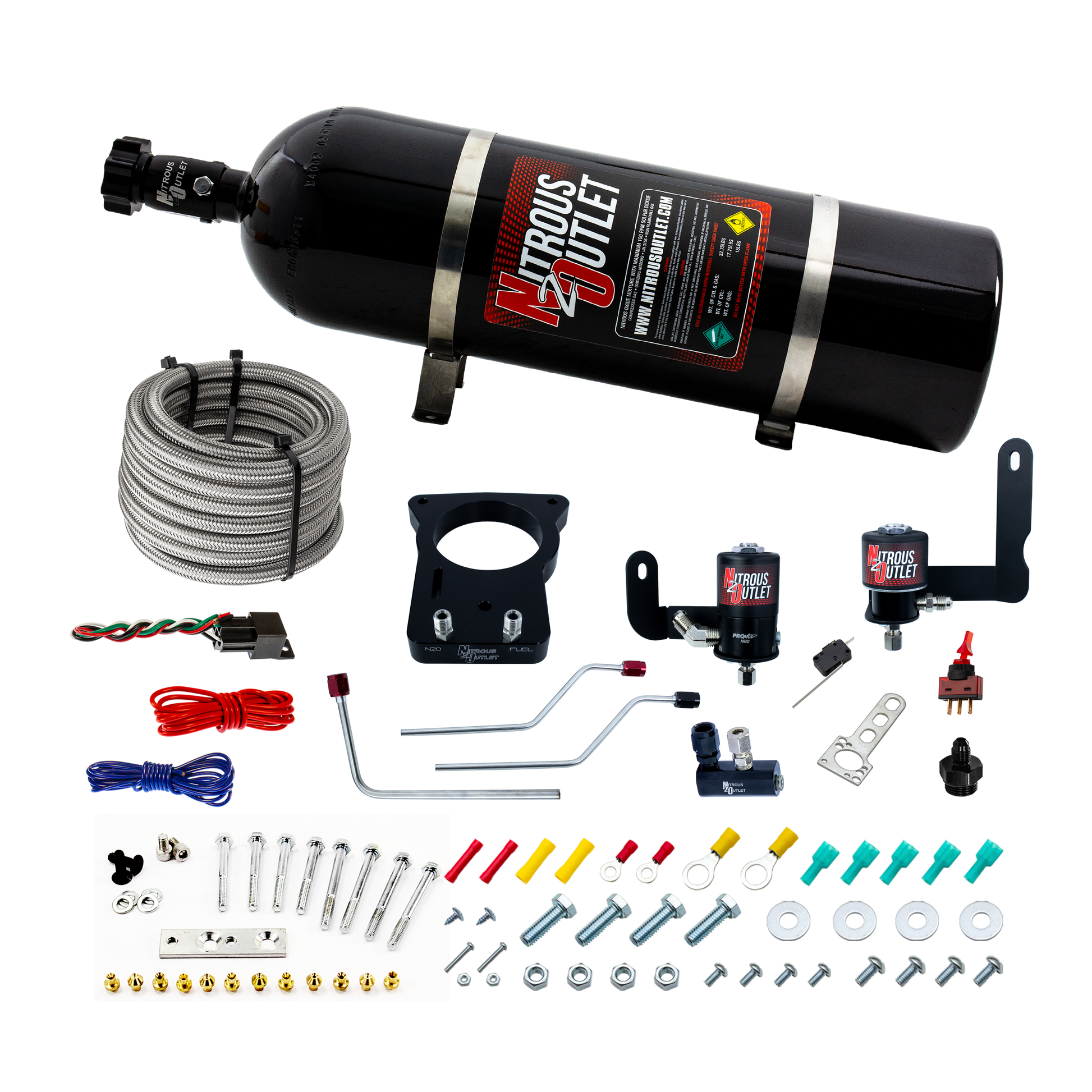 Nitrous Outlet Pontiac 78mm 2004 GTO Hard-line Plate System - Gas/E85 (5-55psi)(50-200HP)(15lb Bottle)