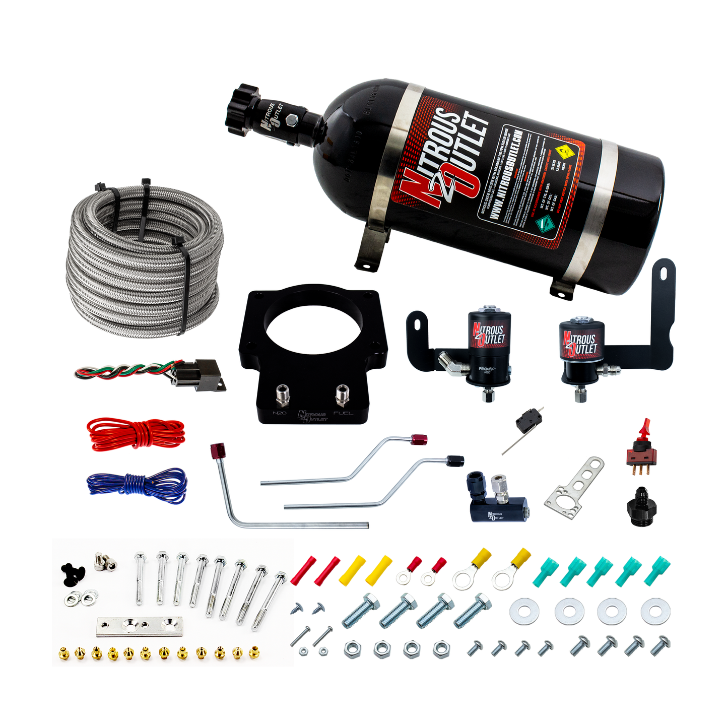 Nitrous Outlet Pontiac 90mm 2005-2006 LS2 GTO Hard-line Plate System - Gas/E85 (5-55psi)(50-200HP)(10lb Bottle)