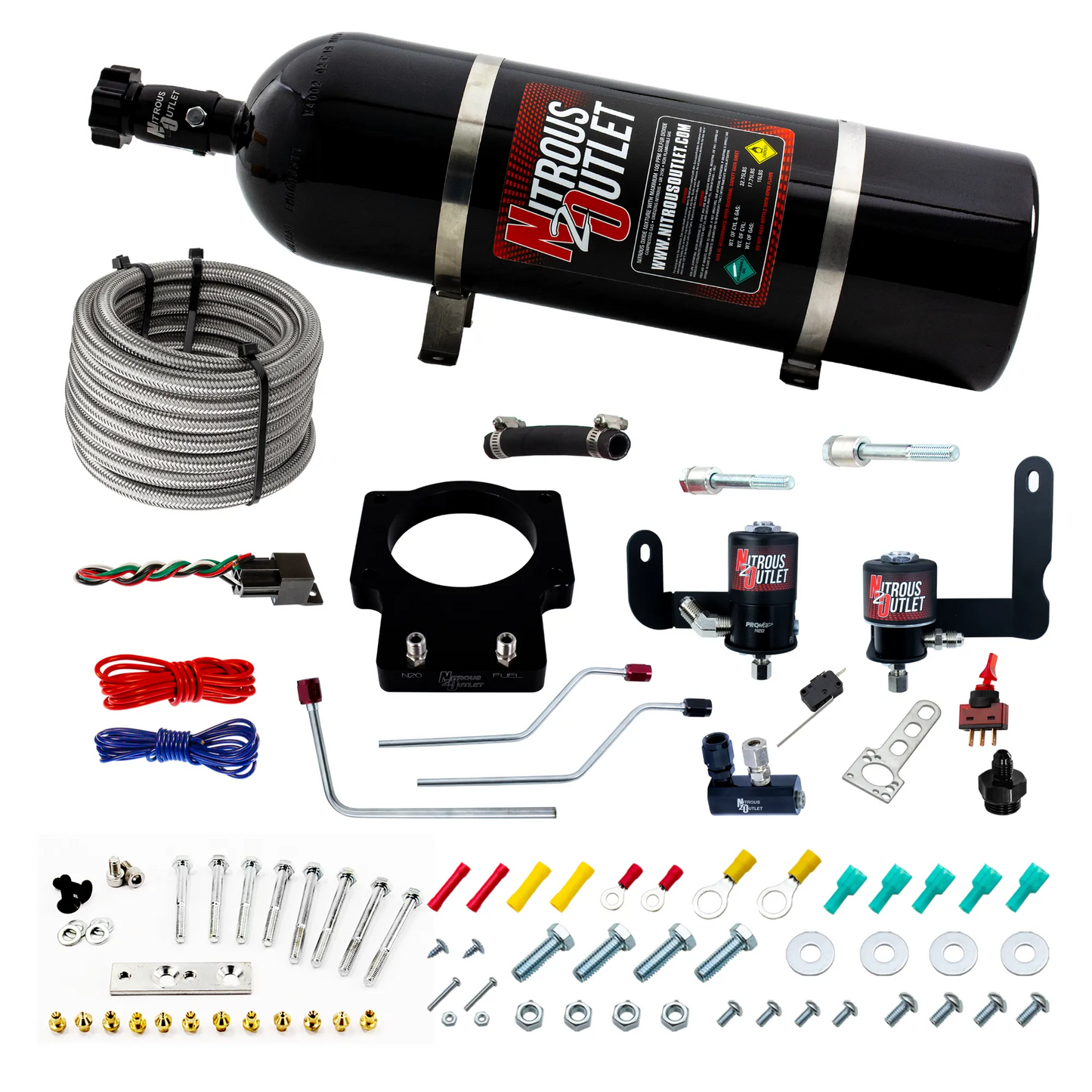 Nitrous Outlet GM 92mm Fast Intake 1997-2004 Corvette Hard-line Plate System - Gas/E85 (5-55psi)(50-200HP)(15lb Bottle)