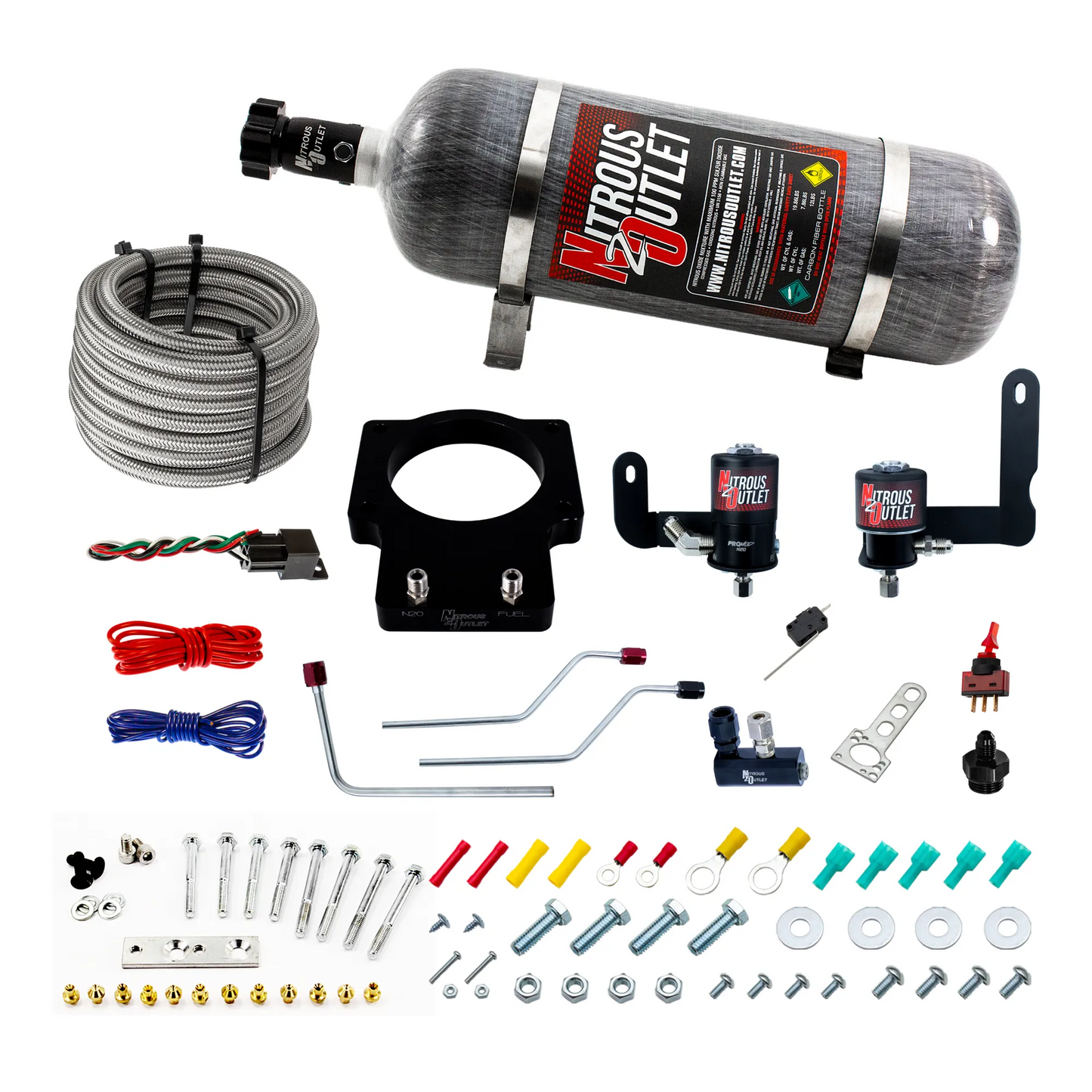 Nitrous Outlet GM 90mm Fast Intake 2005-2009 C6 Corvette Hard-line Plate System - Gas/E85 (5-55psi)(50-200HP)(12lb Bottle)
