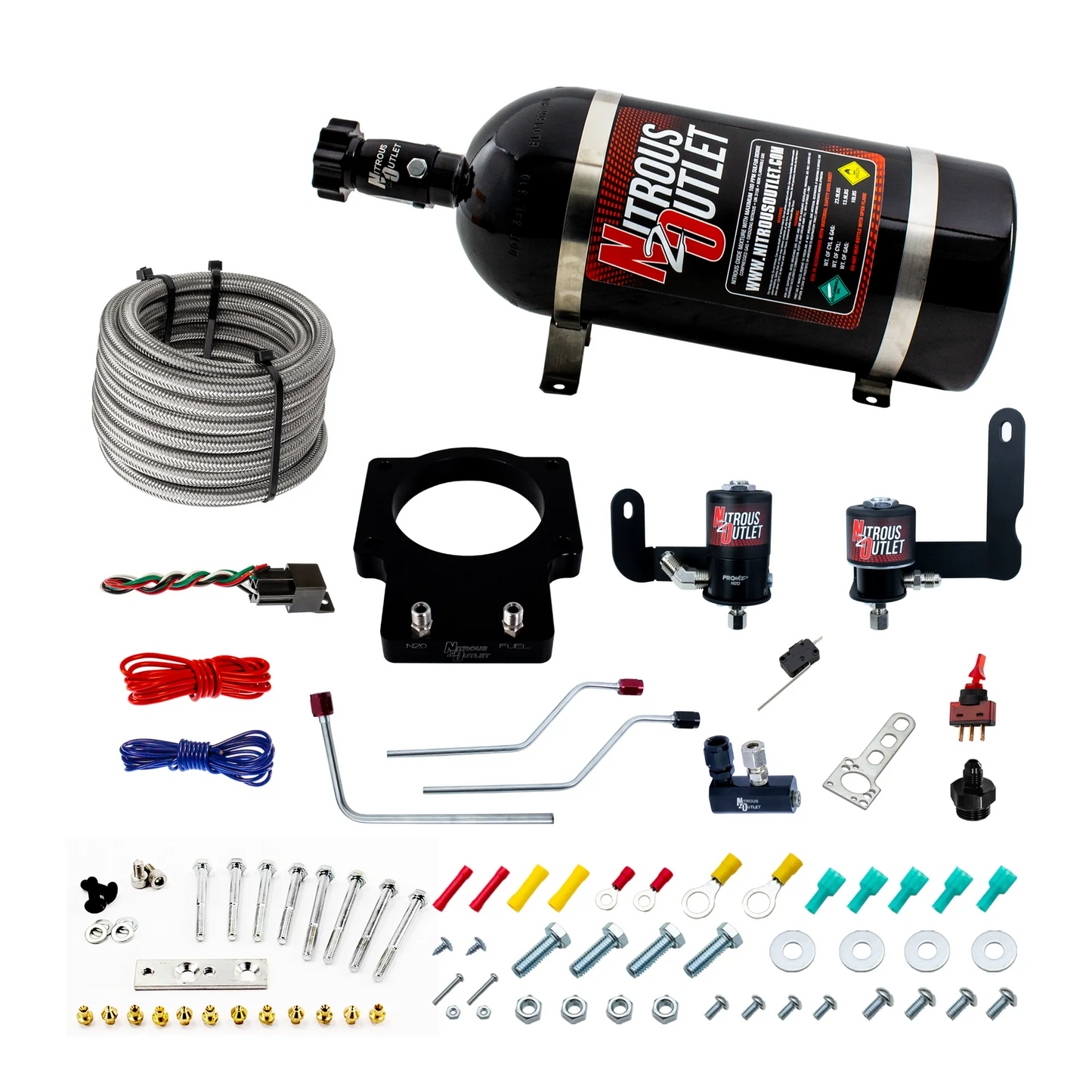 Nitrous Outlet GM 92mm Fast Intake 2005-2009 C6 Corvette Hard-line Plate System - Gas/E85 (5-55psi)(50-200HP)(10lb Bottle)