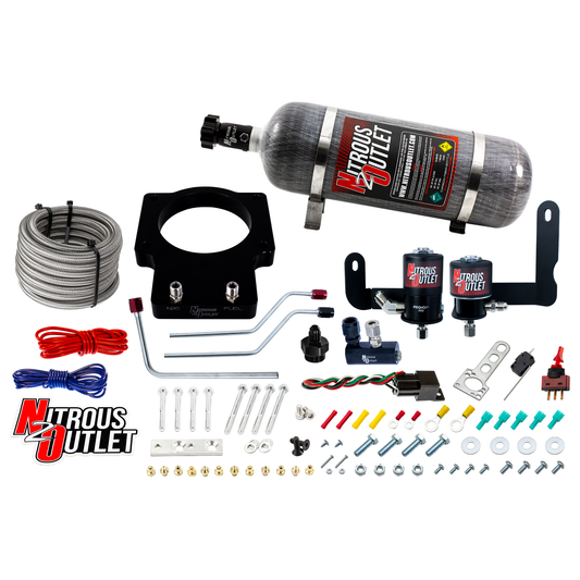 Nitrous Outlet GM 90mm 2005-2007 C6 LS2 Corvette Hard-line Plate System - Gas/E85 (5-55psi)(50-200HP)(12lb Bottle)