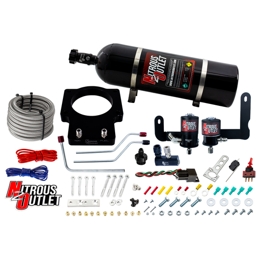 Nitrous Outlet GM 90mm 2005-2007 C6 LS2 Corvette Hard-line Plate System - Gas/E85 (5-55psi)(50-200HP)(15lb Bottle)