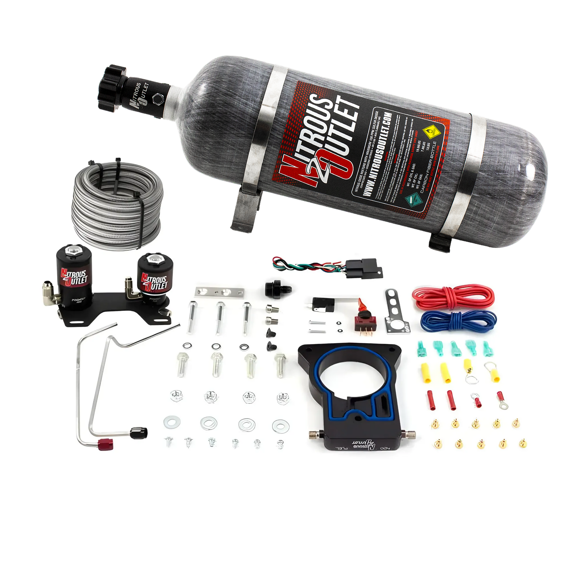 Nitrous Outlet GM 78mm 1999-2007 Classic Truck Hard-line Plate System - Gas/E85 (5-55psi)(50-200HP)(12lb Bottle)