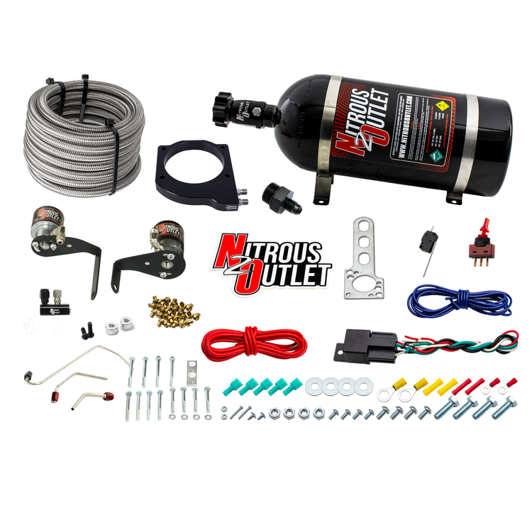 Nitrous Outlet GM 102mm Fast Intake Hard-line Plate System  - Factory Fuel Rails/ Fuel Hard-line Requires Fabrication/2006-2019 Corvette Requires K-Tech Idler Pulley Kit - Gas/E85 (5-55psi)(50-200HP)(10lb Bottle)