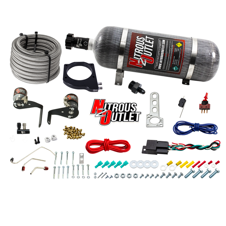 Nitrous Outlet GM 102mm Fast Intake Hard-line Plate System  - Factory Fuel Rails/ Fuel Hard-line Requires Fabrication/2006-2019 Corvette Requires K-Tech Idler Pulley Kit - Gas/E85 (5-55psi)(50-200HP)(12lb Bottle)