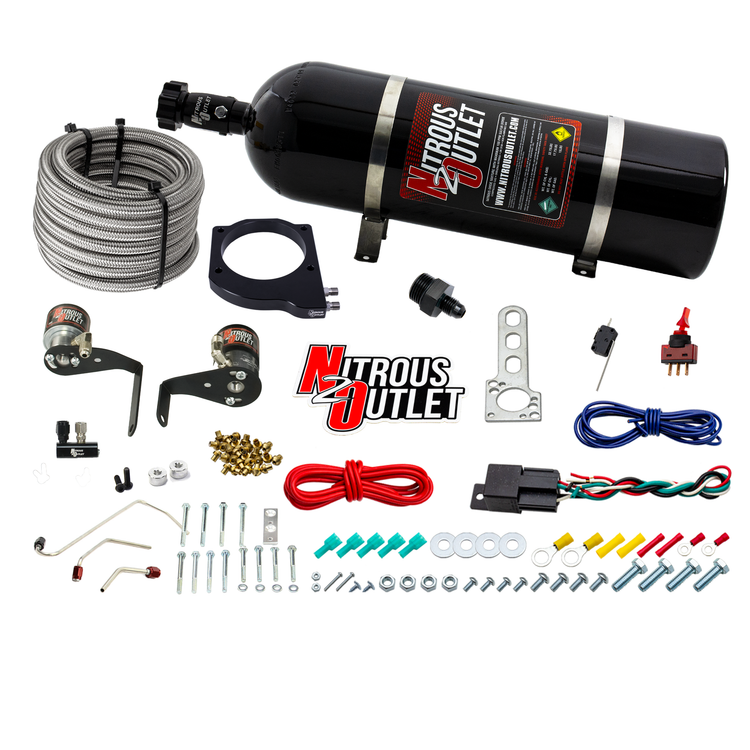 Nitrous Outlet GM 102mm Fast Intake Hard-line Plate System  - Factory Fuel Rails/ Fuel Hard-line Requires Fabrication/2006-2019 Corvette Requires K-Tech Idler Pulley Kit - Gas/E85 (5-55psi)(50-200HP)(15lb Bottle)