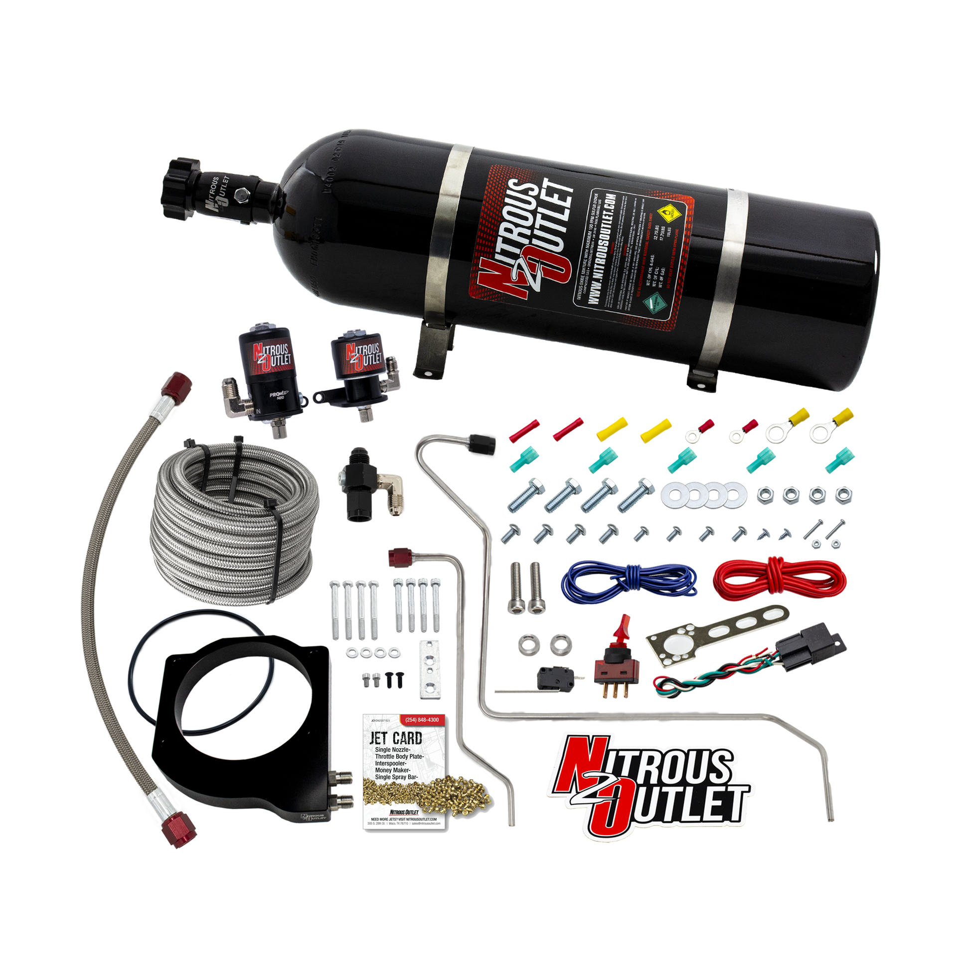 Nitrous Outlet GM 102mm Texas Speed Titan LR-T, SR-1, SR-3, SR-7 Intake Hard-line Plate System - Gas/E85 (5-55psi)(50-200HP)(15lb Bottle)