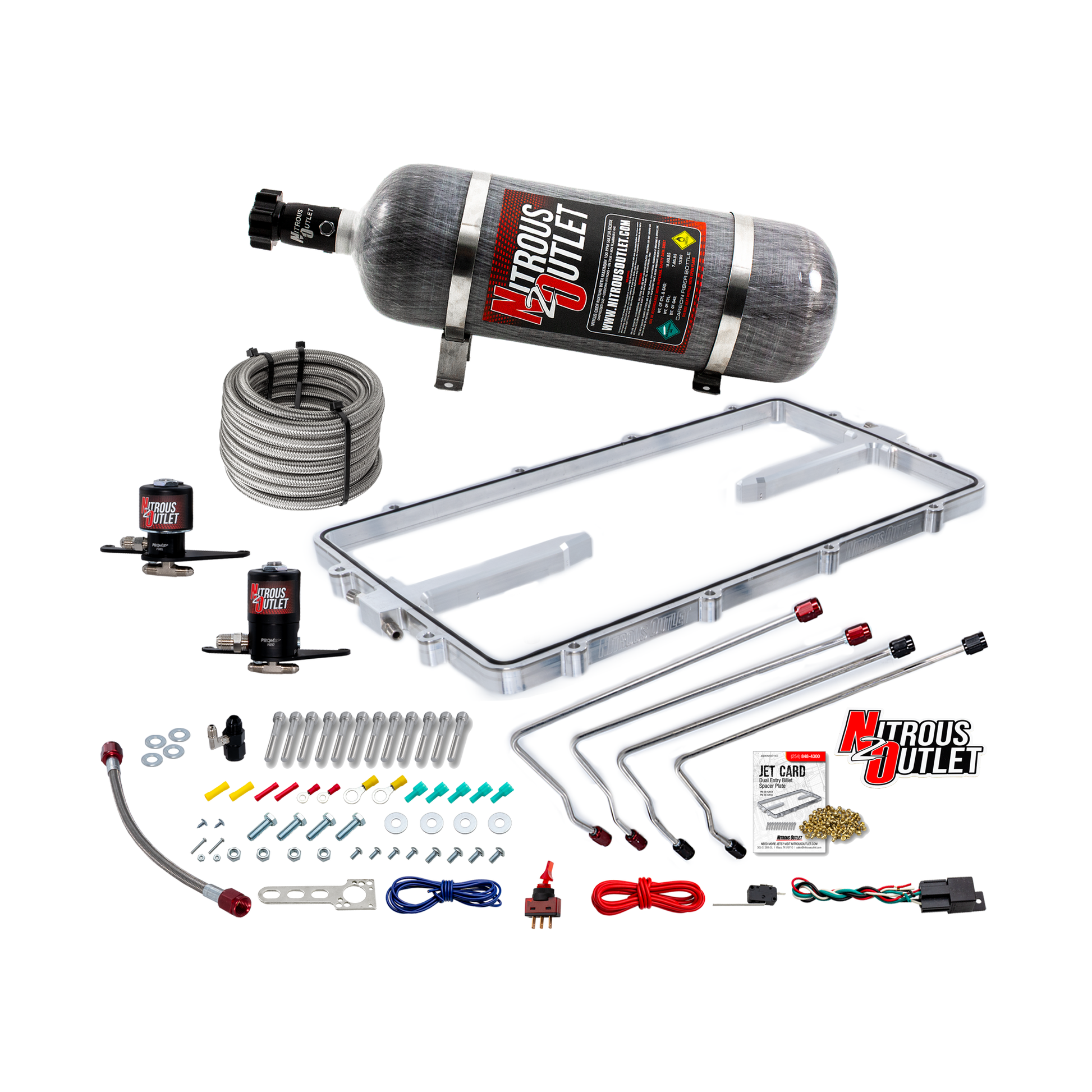 Nitrous Outlet GM 102mm Texas Speed Titan LR-T, SR-1, SR-3, SR-7 Intake Hard-Line Spacer Plate System -Gas/E85 (5-55psi)(50-200HP)(12 lb Bottle)