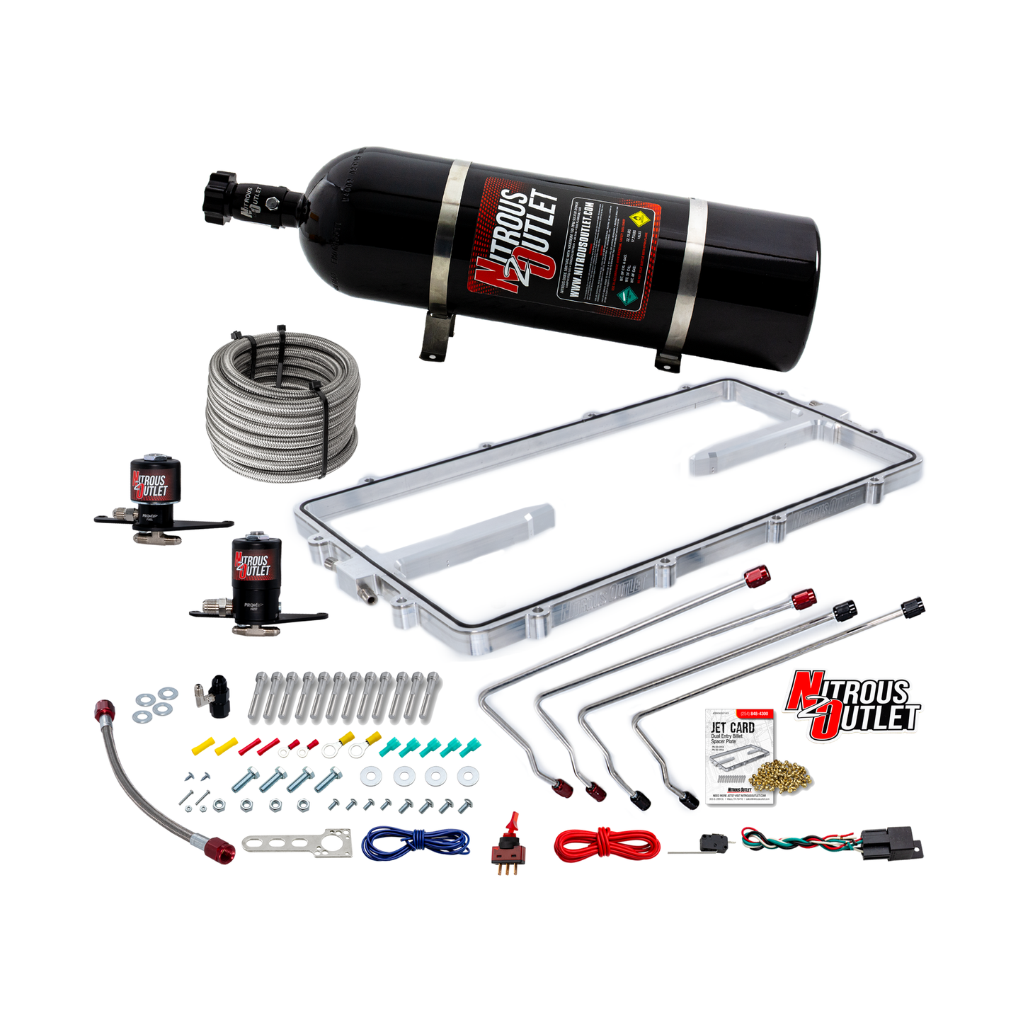 Nitrous Outlet GM 102mm Texas Speed Titan LR-T, SR-1, SR-3, SR-7 Intake Hard-Line Spacer Plate System -Gas/E85 (5-55psi)(50-200HP)(15 lb Bottle)