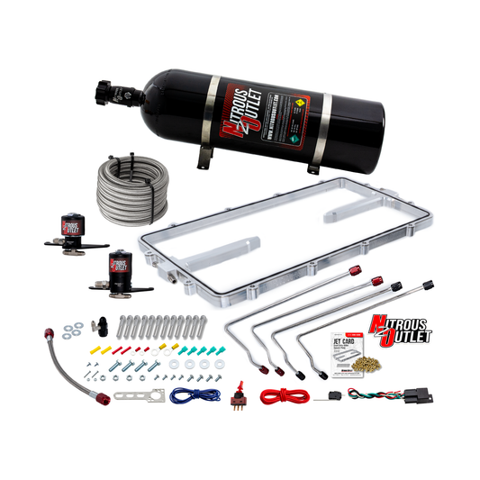 Nitrous Outlet GM 102mm Texas Speed Titan LR-T, SR-1, SR-3, SR-7 Intake Hard-Line Spacer Plate System -Gas/E85 (5-55psi)(50-200HP)(15 lb Bottle)