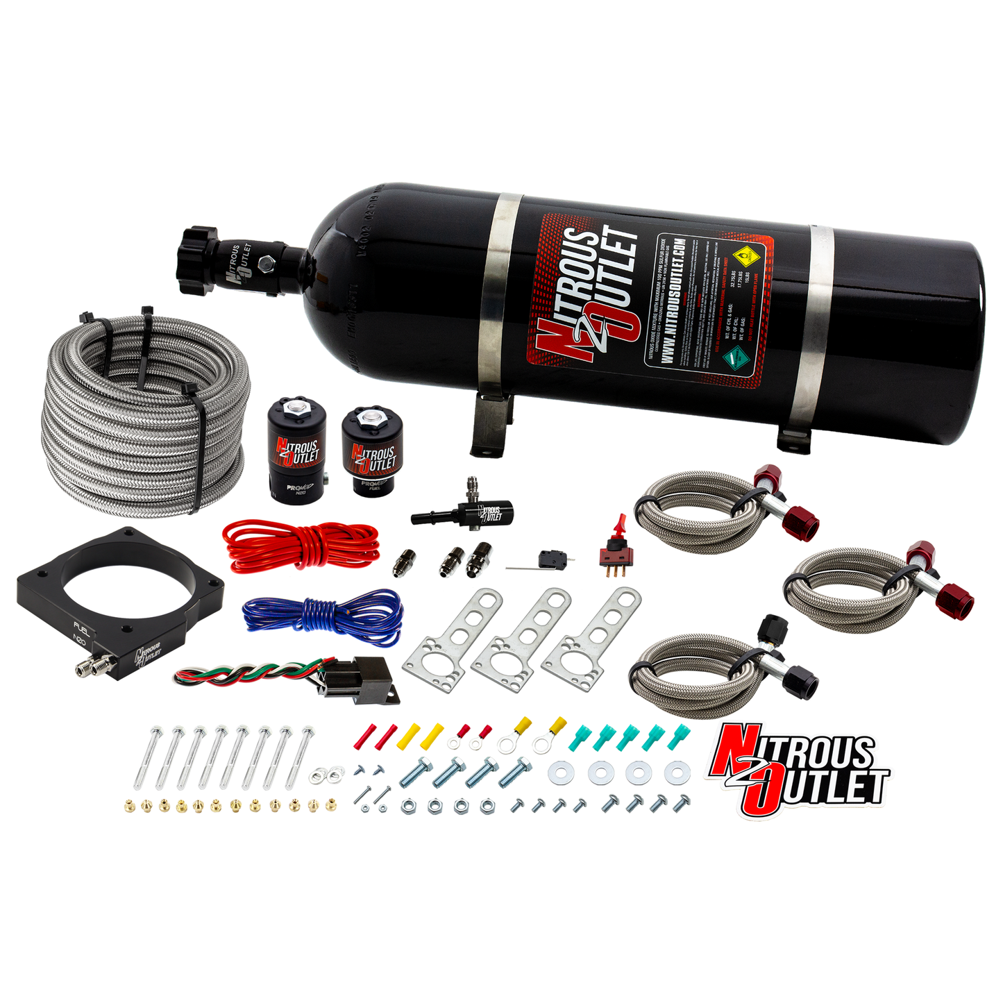 Nitrous Outlet Dodge 85mm 5.7/6.1  Hemi Plate System - Gas/E85 (5-55psi)(50-200HP)(15lb Bottle)