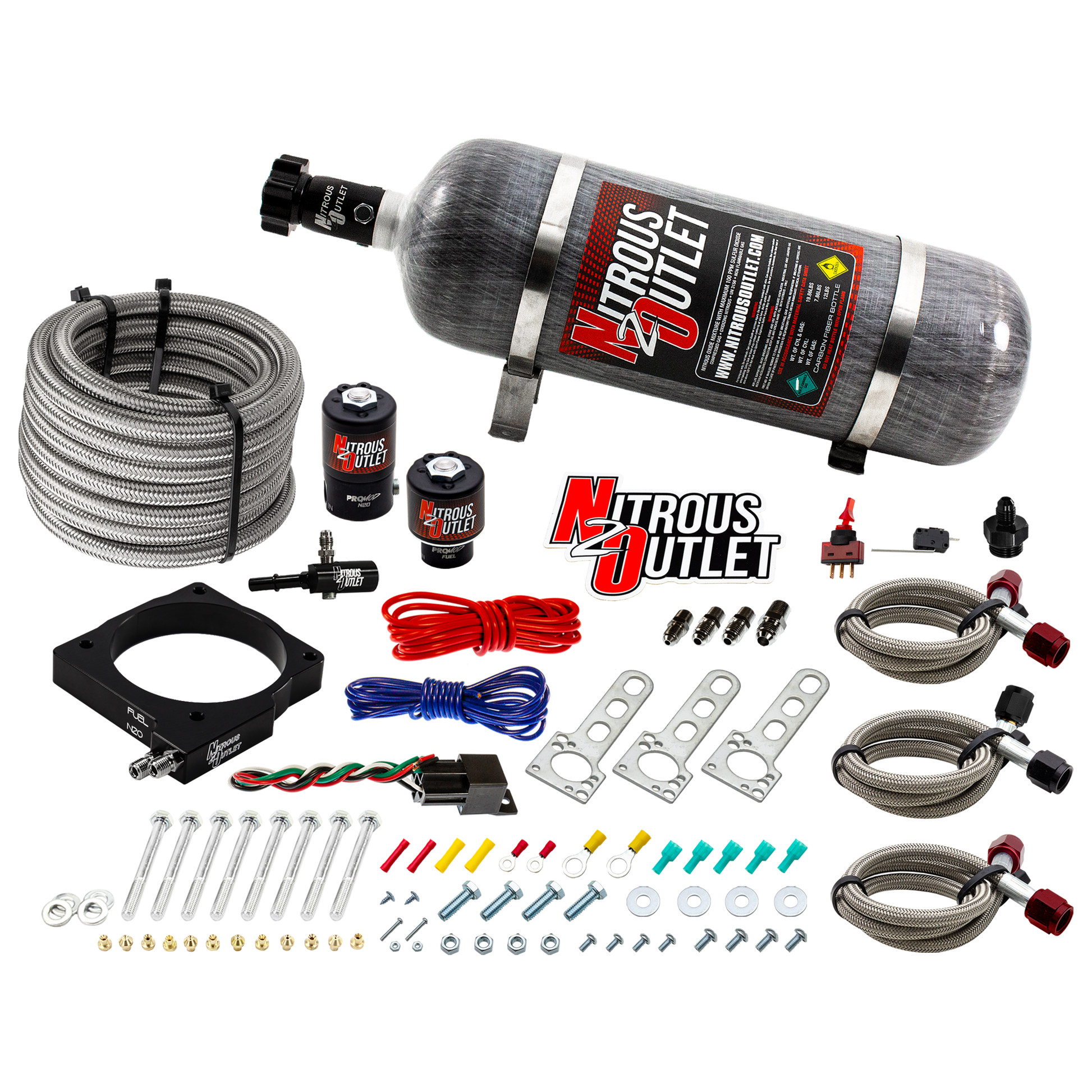 Nitrous Outlet Dodge 90mm 5.7/6.1 Hemi Plate System - Gas/E85 (5-55psi)(50-200HP)(12lb Bottle)