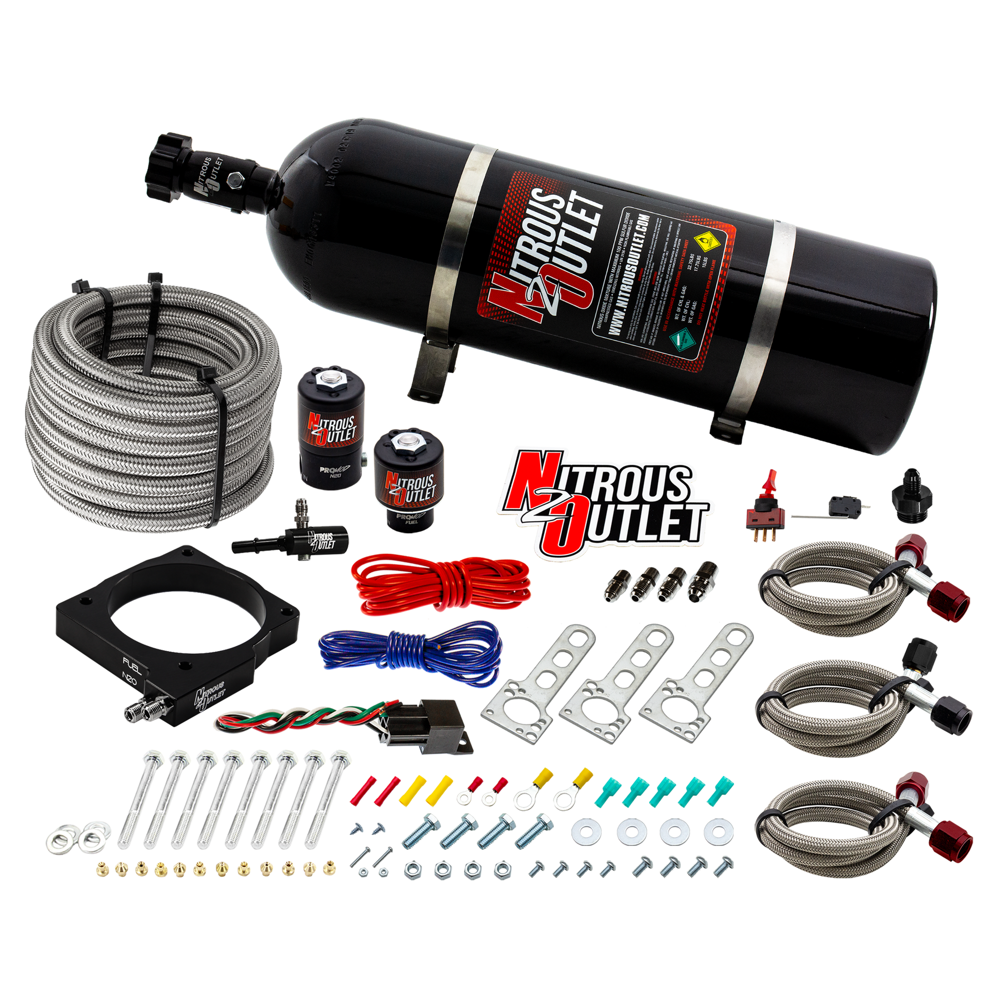 Nitrous Outlet Dodge 90mm 5.7/6.1 Hemi Plate System - Gas/E85 (5-55psi)(50-200HP)(15lb Bottle)