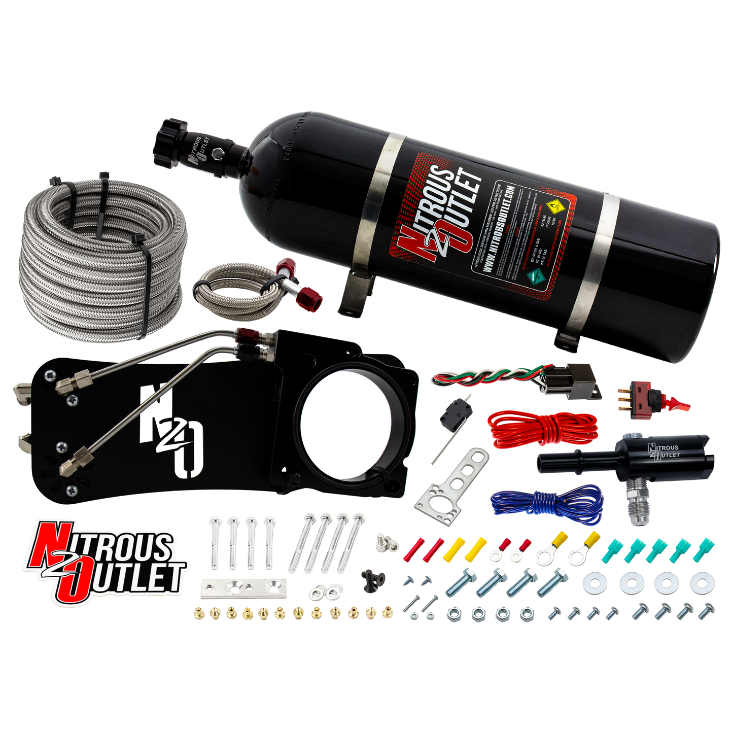 Nitrous Outlet Dodge 80mm 2009-2019 Challenger/Charger/300C/2005-2008 Magnum 5.7L Hemi  Intake Hard-line Plate System  - Gas/E85 (5-55psi)(50-200HP)(15lb Bottle)