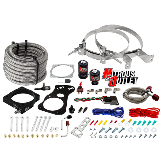 Nitrous Outlet Dodge 85mm 2005-2010 Challenger/Charger/300C/Jeep 6.1 Hemi Intake Hard-line Plate System - Gas/E85 (5-55psi)(50-200HP)(No Bottle)