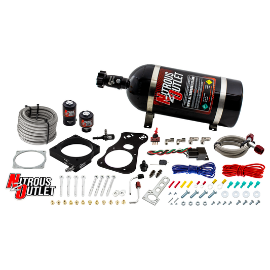 Nitrous Outlet Dodge 85mm 2005-2010 Challenger/Charger/300C/Jeep 6.1 Hemi Intake Hard-line Plate System - Gas/E85 (5-55psi)(50-200HP)(10lb Bottle)