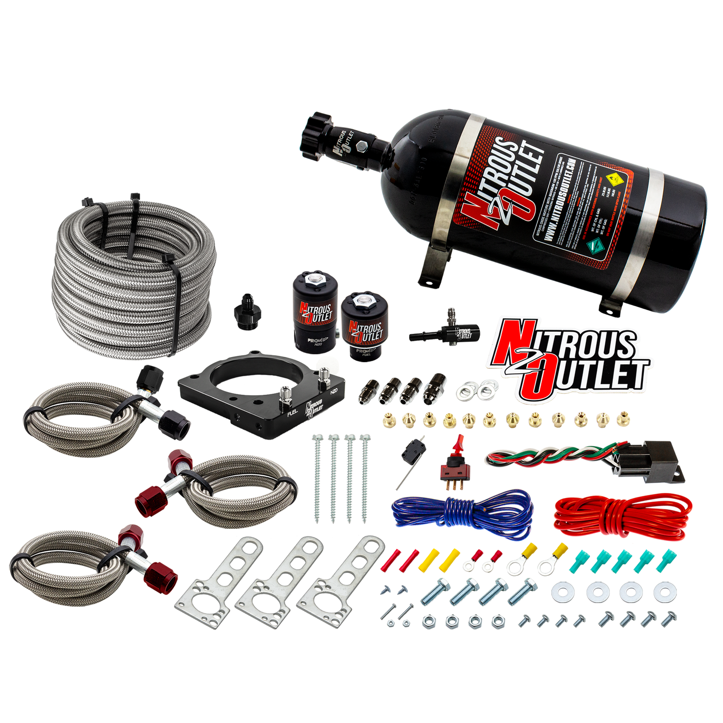Nitrous Outlet Dodge 85mm 6.4L Hemi Plate System - Gas/E85 (5-55psi)(50-200HP)(10lb Bottle)