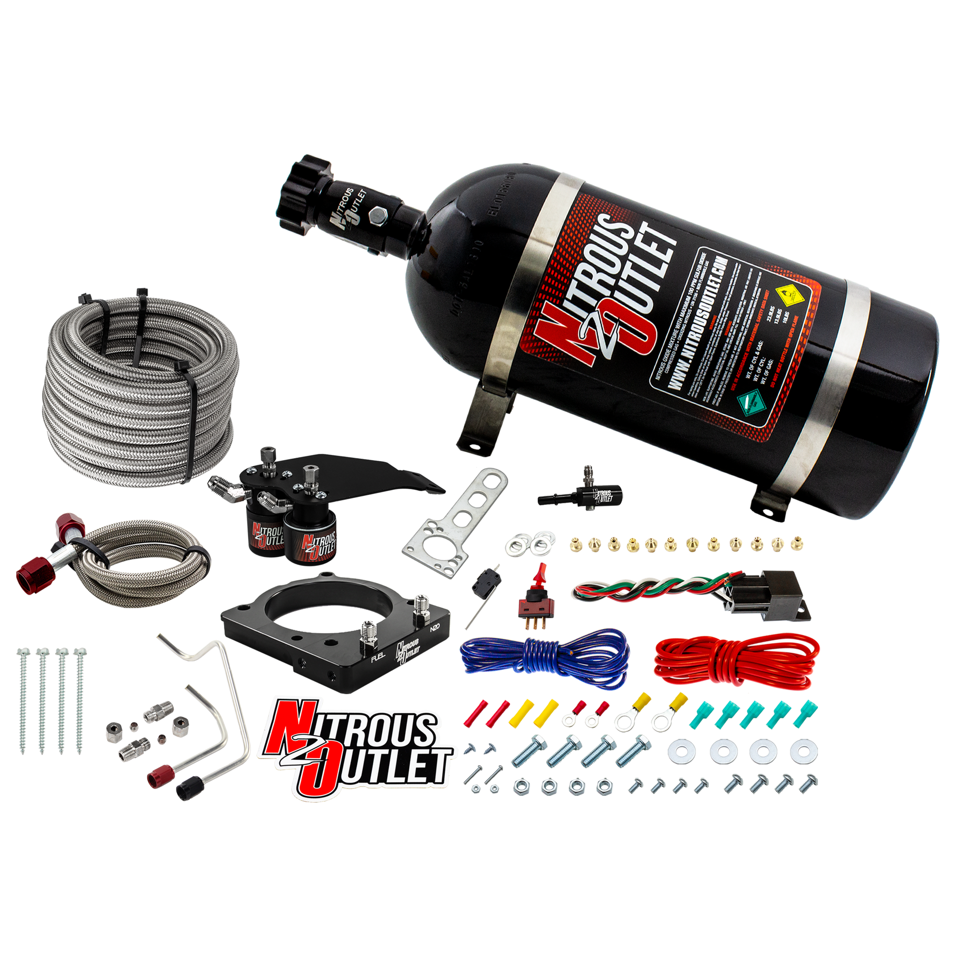 Nitrous Outlet Dodge 2011-2019 Challenger/Charger/SRT8 Jeep/2018-2019 Durango 6.4L Hemi Hardline Plate System - Gas/E85 (5-55psi)(50-200HP)(10lb Bottle)