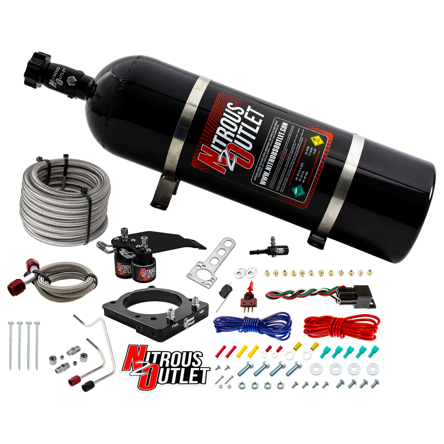 Nitrous Outlet Dodge 2011-2019 Challenger/Charger/SRT8 Jeep/2018-2019 Durango 6.4L Hemi Hardline Plate System - Gas/E85 (5-55psi)(50-200HP)(15lb Bottle)